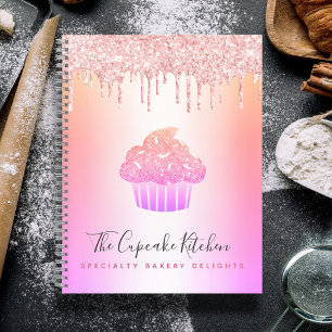 Carnet Boulangerie Cupcake Rose Rose Pailletée Arc-en-cie