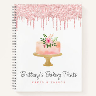 Carnet Boulangerie Gâteau Blush Parties scintillant Rose