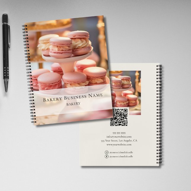 Carnet Boulangerie Photo personnalisée Médias sociaux Cod (Bakery Custom Photo Social Media QR Code Notebook)