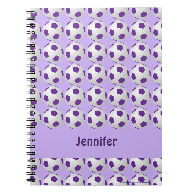 Carnet Boule de soccer en violet et blanc - Ordinateur po (Devant)