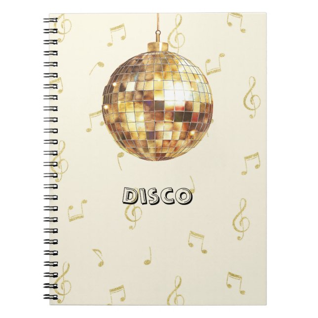 Carnet Boule disco dorée notes pailletées (Devant)