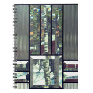 Carnet Bouleau en verre biseauté arbres argent métallique