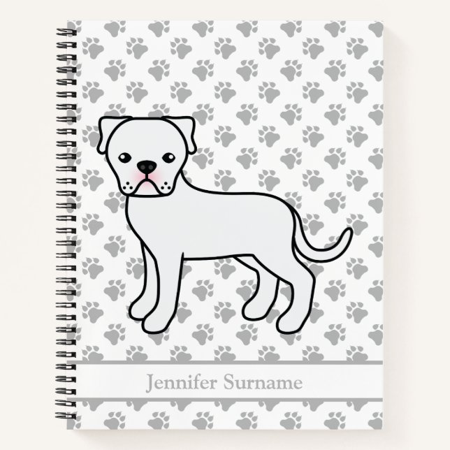 Carnet Bouledogue Américain Blanc Chien de Dessin Animé M (Devant)