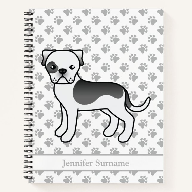 Carnet Bouledogue américain pie noir mignon chien de dess (Devant)