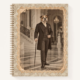 Carnet Bouledogue anglais Gentleman Damassé Vintage