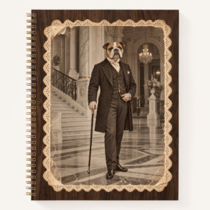 Carnet Bouledogue Anglais Gentleman Vintage Walnut
