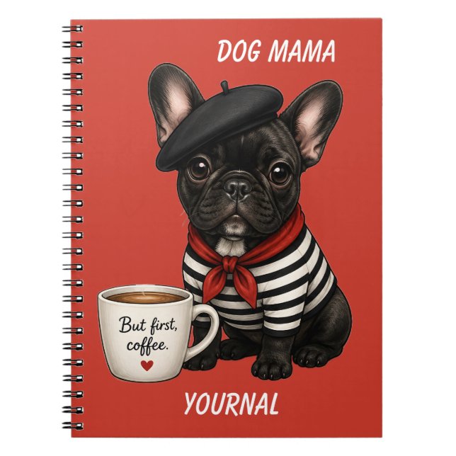 Carnet Bouledogue français avec café (Devant)