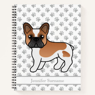 Carnet Bouledogue français cartoon à pieds rouges & texte