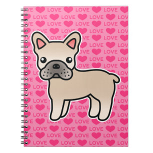 Carnet Bouledogue français de dessin animé crème