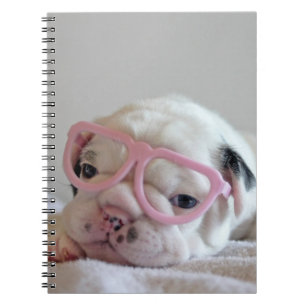 Carnet Bouledogue français en verres de coeur