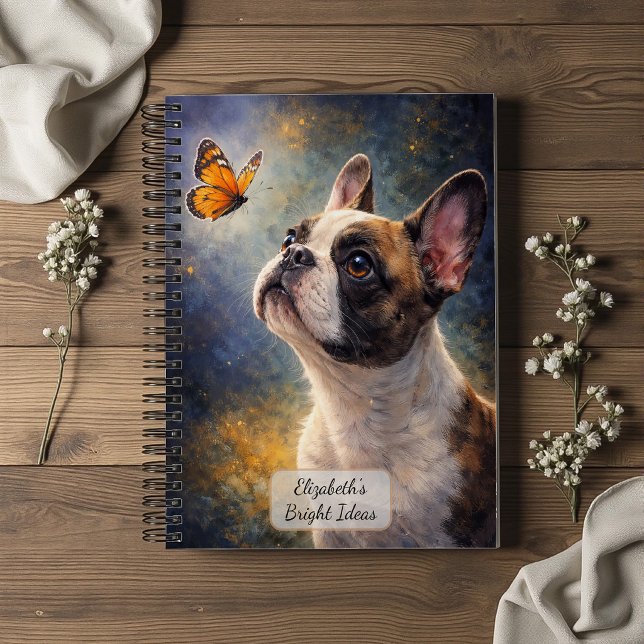Carnet Bouledogue français et papillon orange (Créateur téléchargé)