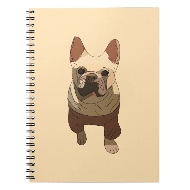 Carnet Bouledogue Français, pêche douce (Devant)