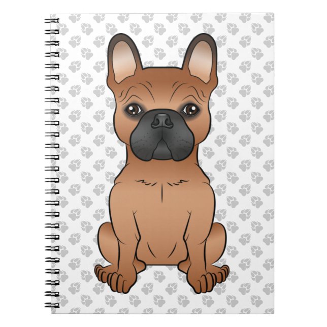 Carnet Bouledogue français rouge / Frenchie dessin animé  (Devant)