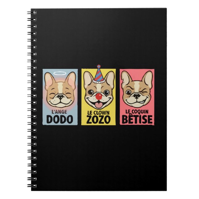 Carnet Bouledogue Français Trois Humeurs  (Devant)