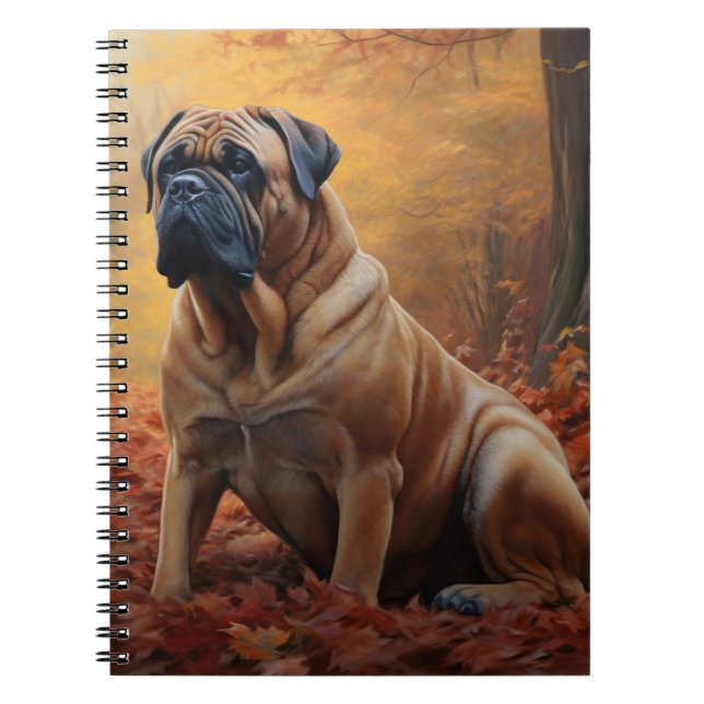 Carnet Bouledogue mastiff dans Automne Feuilles tombées I (Devant)
