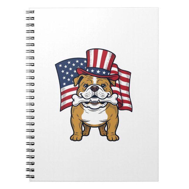Carnet Bouledogue Patriotique Avec Drapeau Vector Design_ (Devant)