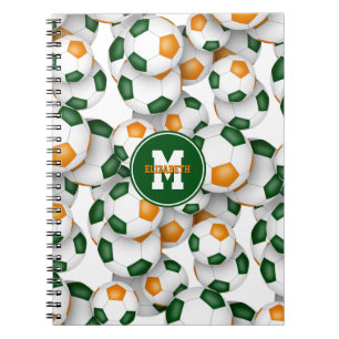 Carnet boules de football orange verte motifs enfants spo