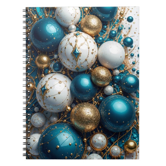 Carnet Boules de Noël Bleu Or Premium (Devant)