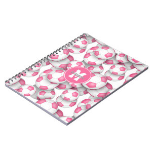 Carnet boules de soccer rose mignonne motif monogrammé