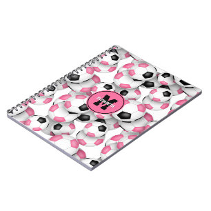 Carnet boules de soccer rose rose mignonne monogrammée