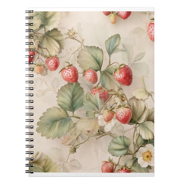 Carnet Boulet d'aquarelle mignonne aux fraises (Devant)