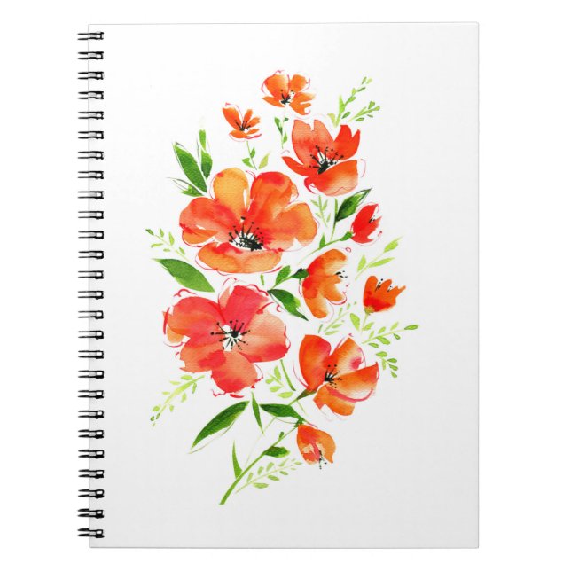 Carnet Bouquet d'aquarelle de fleurs de pavot (Devant)