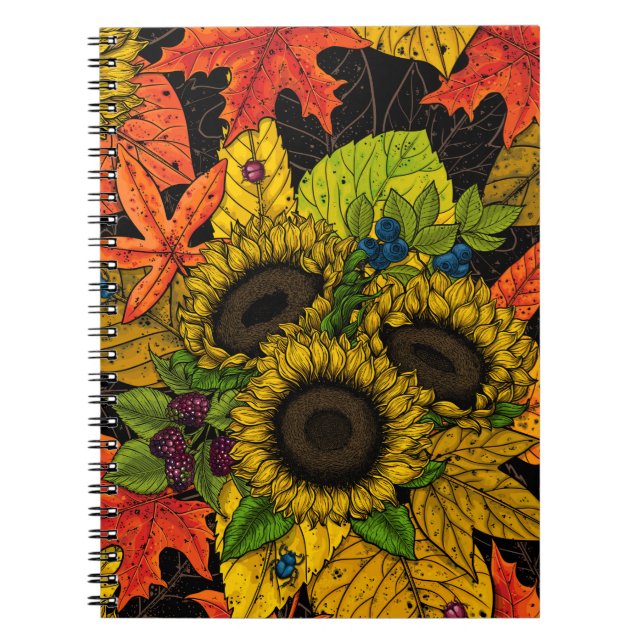 Carnet Bouquet d'automne noir (Devant)