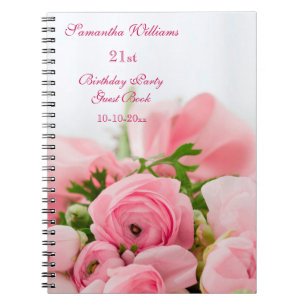 Carnet Bouquet de 21ème anniversaire de roses roses