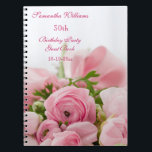 Carnet Bouquet de 30ème anniversaire de roses roses<br><div class="desc">Élégant personnalisé/a personnalisé le 30ème livre d'invité de célébration de fête d'anniversaire de coutume pour des femmes et des filles. Sur l'avant des ces le livre d'invité féminin fascinant de fête d'anniversaire est une belle image d'un bouquet des roses roses ouverts et fermés avec de la verdure, lié avec un...</div>