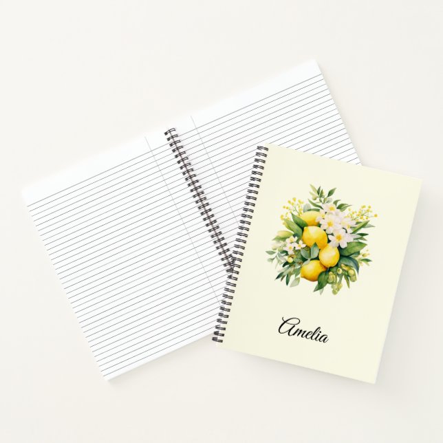 Carnet Bouquet de citrons aux fleurs blanches (Intérieur)