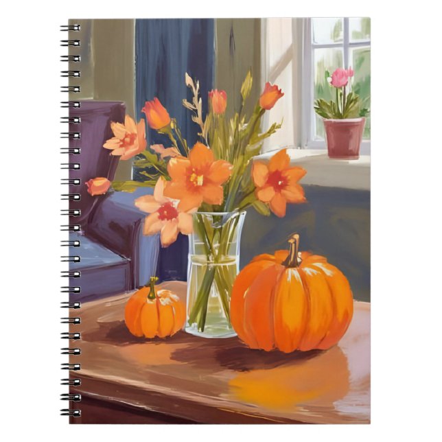 Carnet Bouquet de citrouilles d'automne | Fleurs orange a (Devant)