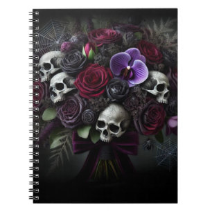 Carnet Bouquet de crâne floral gothique foncé Halloween
