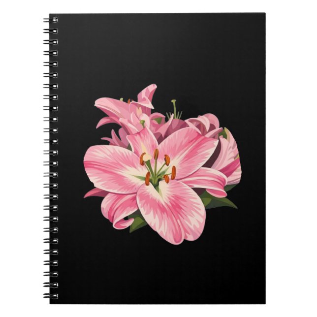 Carnet Bouquet de fleurs de lys rose (Devant)