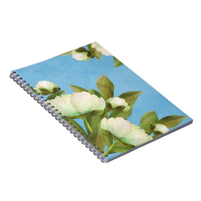 Carnet Bouquet de fleurs de pivoines blanches élégantes (Côté Droit)