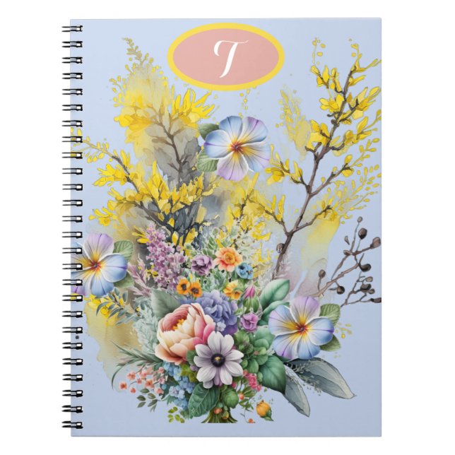 Carnet Bouquet de fleurs de printemps d'aquarelle Cottage (Devant)