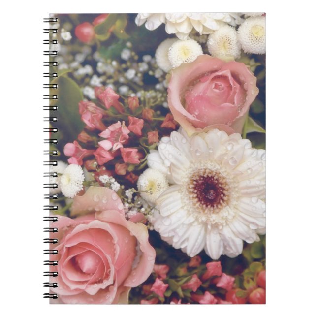 Carnet Bouquet de fleurs de roses roses romantiques (Devant)