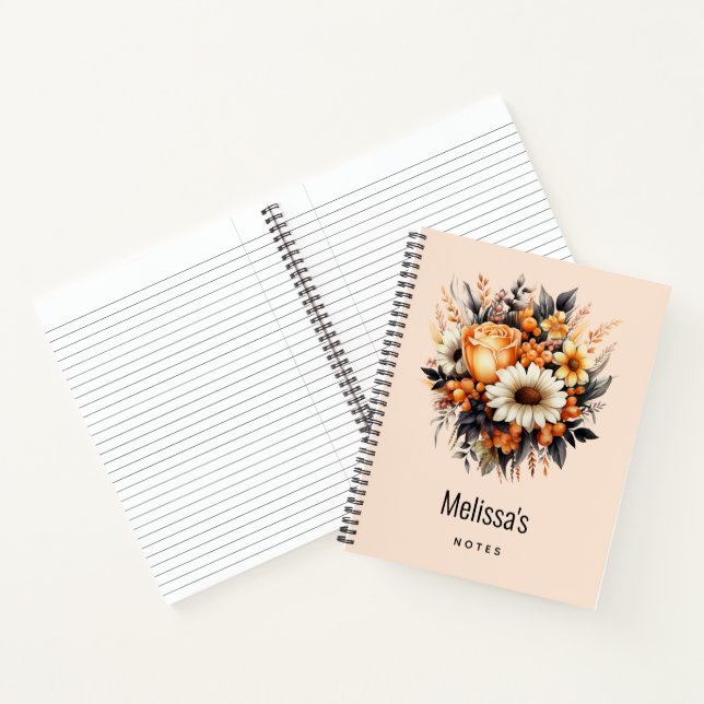 Carnet Bouquet de fleurs gris-jaune orange (Intérieur)