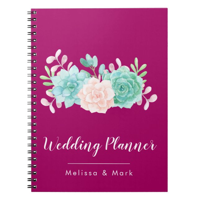 Carnet Bouquet de fleurs rose et vert Pastel sur Magenta  (Devant)