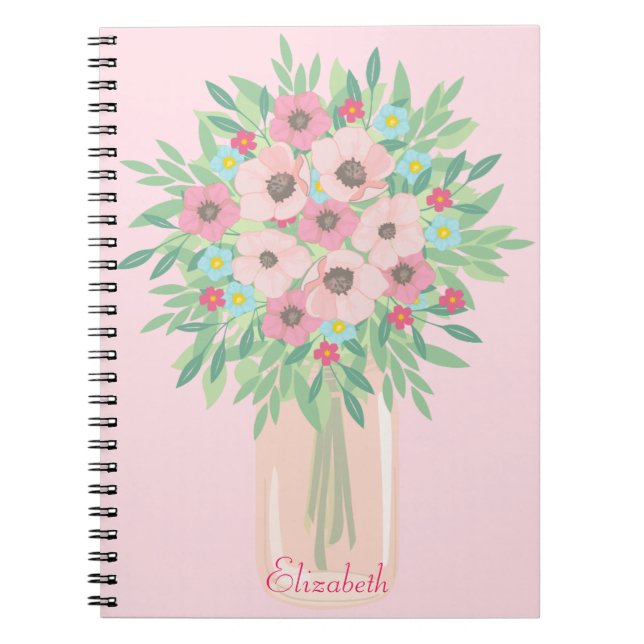 Carnet Bouquet de fleurs roses (Devant)