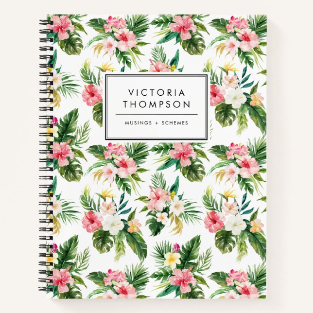 Carnet Bouquet de fleurs tropicales en aquarelle (Devant)