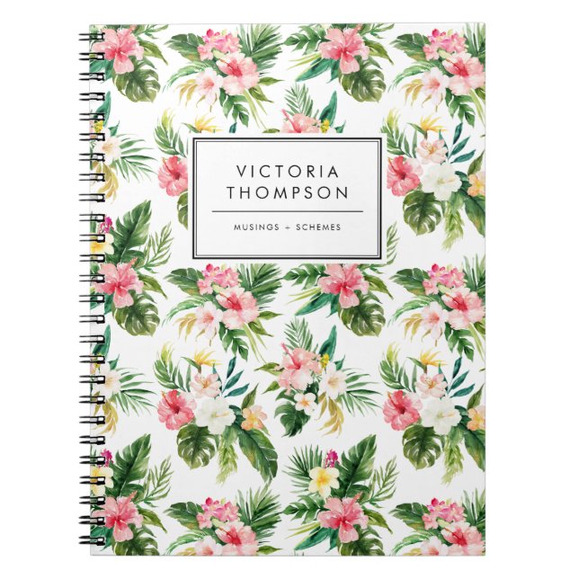 Carnet Bouquet de fleurs tropicales en aquarelle (Devant)