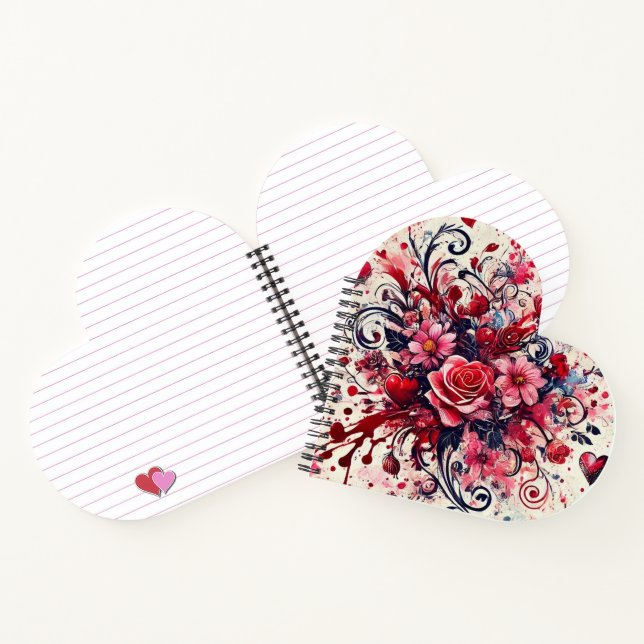 Carnet Bouquet de la Saint-Valentin / Cœur d'art avec écl (Intérieur)