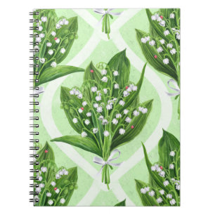 Carnet Bouquet de lys de la vallée fleurs sur vert