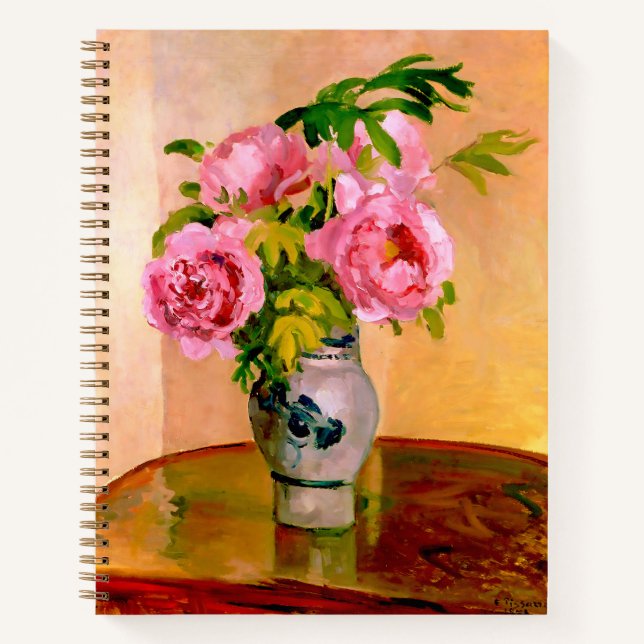 Carnet Bouquet de pivoines roses par Camille Pissarro (Devant)