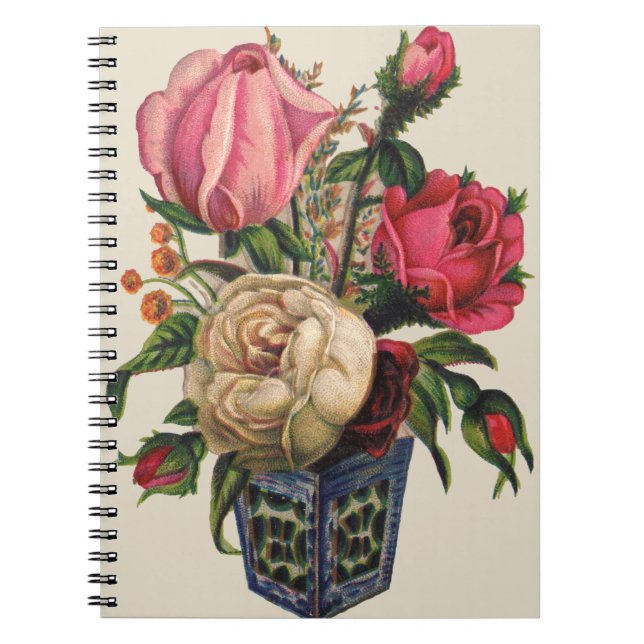Carnet Bouquet de roses à fleurs de style victorien rose (Devant)