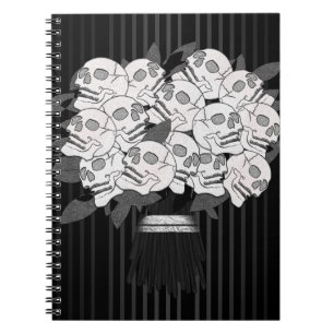 Carnet Bouquet de Roses de Crâne Noir & Blanc Soirée Goth