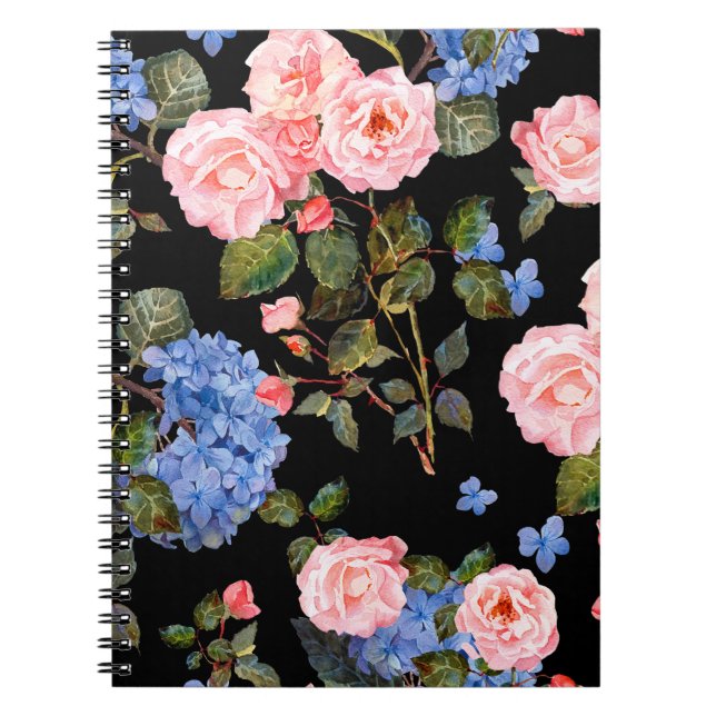 Carnet Bouquet de roses roses victoriennes. (Devant)