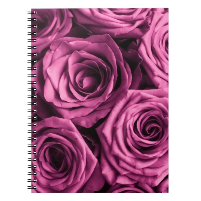 Carnet Bouquet de roses violets, fleurs fleuris arrière - (Devant)