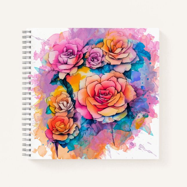 Carnet Bouquet de taches de peinture aquarelle moderne (Devant)