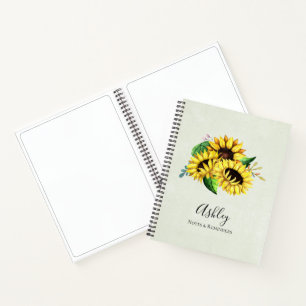 Carnet Bouquet de tournesol jaune en aquarelle